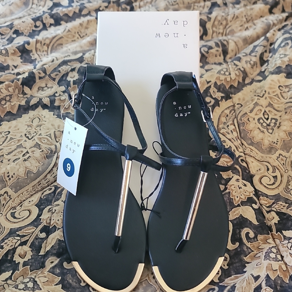 A New Day Black and Silver Sandals
